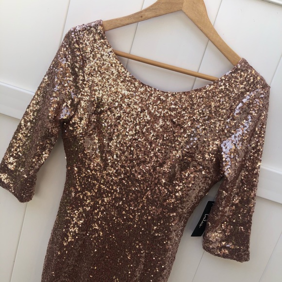 NWT Lulu’s Rose Gold Sequin Dress - Size Small - Picture 4 of 12